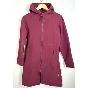 Lululemon Apres Women's 8 Long Raspberry Softshell Hooded Jacket Full Zip Coat